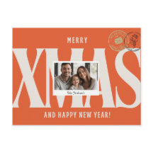 Orange elegante Personalisierte Weihnachtsgrüße