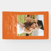 Orange Elegante Script Abschluss Foto Party Banner (Horizontal)