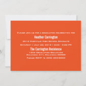 Orange Elegante Script Foto Abschluss Einladung (Rückseite)