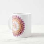Orange Eleganz-Mandala-Kaleidoskop Kaffeetasse (Vorderseite Links)