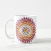 Orange Eleganz-Mandala-Kaleidoskop Kaffeetasse (Links)