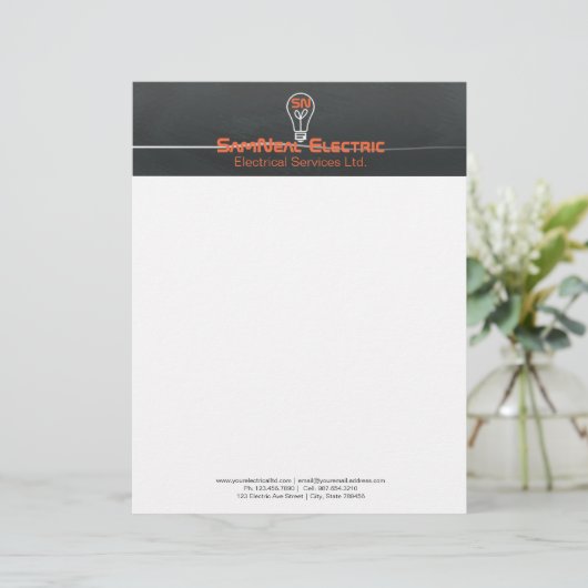 Orange Elektriker - Logoglühlampenentwurf Briefbogen (Stehend Vorderseite)