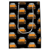 Orange Elektrofahrzeug SUV Auto schwarzer Hintergr Mittlere Geschenktüte (Rückseite)