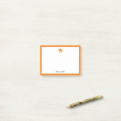 Orange Elephant and Border on White with Name Post-it Klebezettel (Auf Schreibtisch)