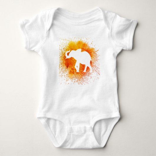 Orange Elephant Baby Strampler (Vorderseite)