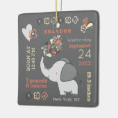 Orange Elephant Birth Stats Baby's First Christmas Keramikornament (Links)