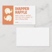 Orange Elephant Diaper Raffle Ticket Begleitkarte (Vorne/Hinten)