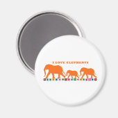 Orange Elephants Walking Magnet (Vorderseite/Rückseite)