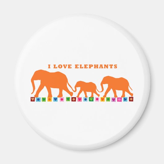 Orange Elephants Walking Magnet (Vorne)