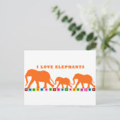 Orange Elephants Walking Postkarte (Stehend Vorderseite)