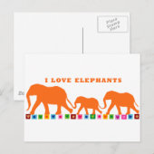 Orange Elephants Walking Postkarte (Vorne/Hinten)