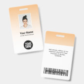Orange Employee Foto Bar Code Logo Name Gradient Ausweis (Vorder- & Rückseite)