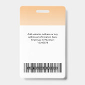 Orange Employee Foto Bar Code Logo Name Gradient Ausweis (Rückseite)