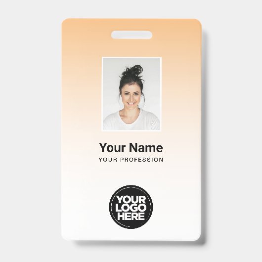 Orange Employee Foto Bar Code Logo Name Gradient Ausweis (Vorderseite)