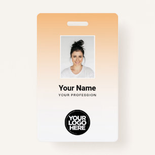 Orange Employee Foto Bar Code Logo Name Gradient Ausweis