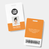 Orange Employee - Foto, BarCode, großes Logo, Name Ausweis (Vorder- & Rückseite)