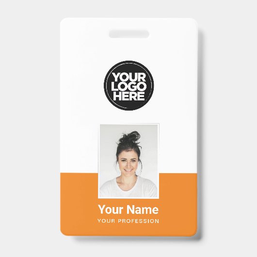 Orange Employee - Foto, BarCode, großes Logo, Name Ausweis (Vorderseite)