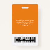 Orange Employee - Foto, BarCode, großes Logo, Name Ausweis (Rückseite)
