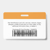Orange Employee Modern Foto ID Security Ausweis (Rückseite)