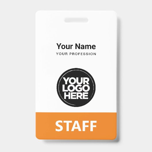 Orange Employee Name Business Logo-Mitarbeitermark Ausweis (Front)