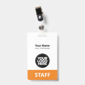 Orange Employee Name Business Logo-Mitarbeitermark Ausweis (Front with Clip)