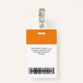 Orange Employee Name Business Logo-Mitarbeitermark Ausweis (Rückseite mit Klammer)
