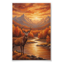 Orange-Ente-Elch-Lustiger-Bock-Hirschjagd-Barsch Fotodruck