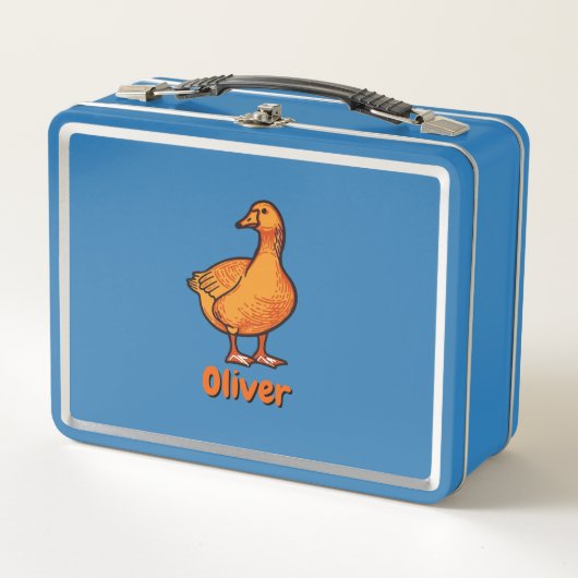 Orange Enten-Kinder Metall Brotdose (Vorderseite)
