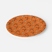 Orange Entenjagdmuster Pappteller (Schrägansicht)