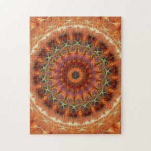 Orange ErdKaleidoskop-Mandala-Puzzle Puzzle