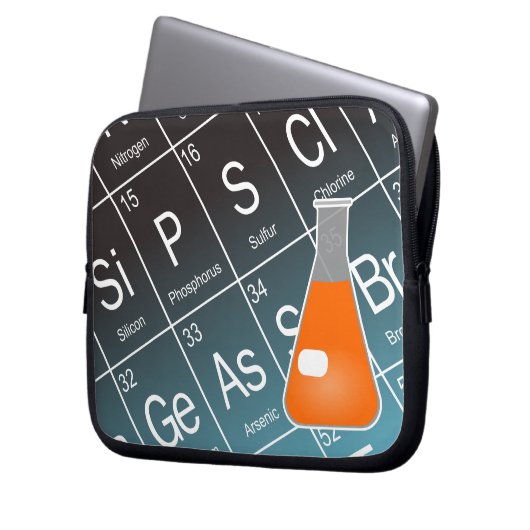 Orange Erlenmeyer (Conical Flask Chemistry) Laptopschutzhülle (Vorderseite Links)