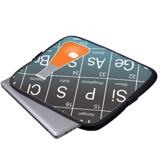 Orange Erlenmeyer (Conical Flask Chemistry) Laptopschutzhülle (Vorne Knopf)