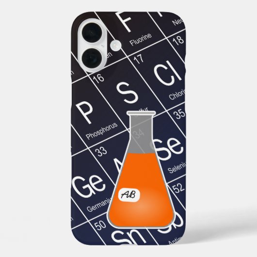 Orange Erlenmeyer Flask (mit Initials) Chemie Case-Mate iPhone Hülle (Rückseite)