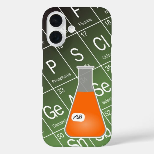 Orange Erlenmeyer Flask (mit Initials) Chemie Case-Mate iPhone Hülle (Rückseite)