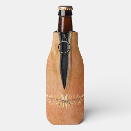 Orange Erntedank Aquarellfarben Blätter Herbstfarb Flaschenkühler (Flasche Rückseite)