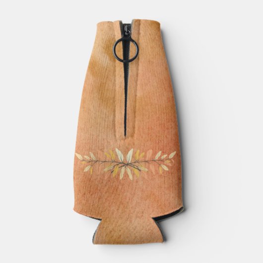 Orange Erntedank Aquarellfarben Blätter Herbstfarb Flaschenkühler (Rückseite)