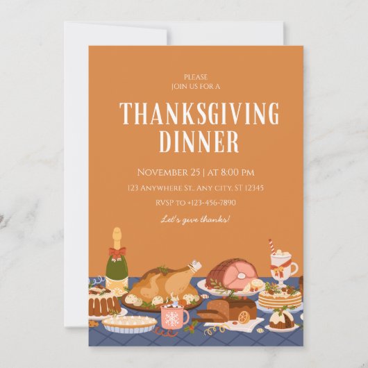 Orange Erntedank Dinner Einladung (Vorderseite)