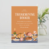 Orange Erntedank Dinner Einladung (Stehend Vorderseite)