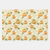 ORANGE ERNTEDANK PUMPKINS MIT GRÜNEN BLÄTTER (Vorderseite 2)