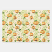 ORANGE ERNTEDANK PUMPKINS MIT GRÜNEN BLÄTTER (Vorderseite)