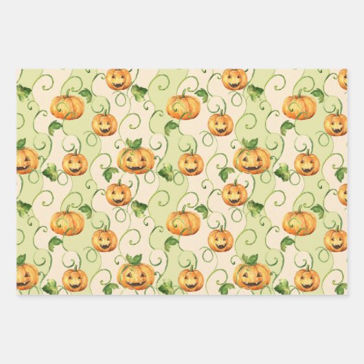 ORANGE ERNTEDANK PUMPKINS MIT GRÜNEN BLÄTTER (Vorderseite)