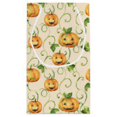 ORANGE ERNTEDANK PUMPKINS MIT GRÜNEN BLÄTTER KLEINE GESCHENKTÜTE (Rückseite)