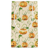 ORANGE ERNTEDANK PUMPKINS MIT GRÜNEN BLÄTTER KLEINE GESCHENKTÜTE (Vorderseite)