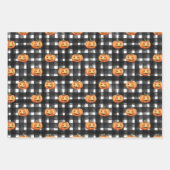 ORANGE ERNTEDANK PUMPKINS MIT SCHWARZEM HINTERGRUN GESCHENKPAPIER SET (Vorderseite)