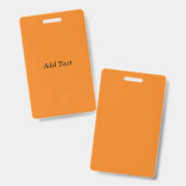 Orange Erstelle deinen eigenen Text Benutzerdefini Ausweis (Vorder- & Rückseite)