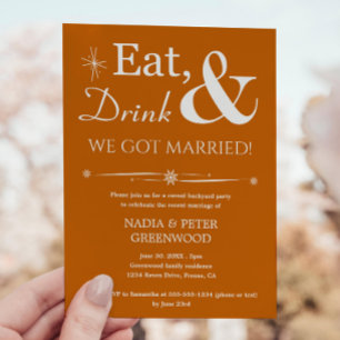 Orange Essen Trinken Wir Sind Verheiratet Hochzeit Einladung