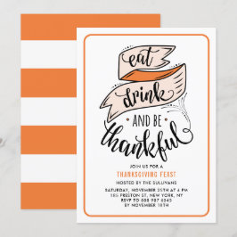 Orange Esst Drink und sei dankbarer Erntedank Einladung