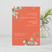 Orange Eucalyptus Elegance Bride Eltern Hochzeit Einladung (Stehend Vorderseite)
