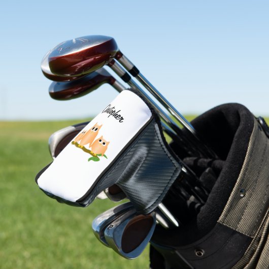 Orange Eulen Design Personalisiert Golf Headcover (In Situ)
