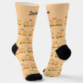 Orange Eulen Design Personalisiert Socken (Gewinkelt)